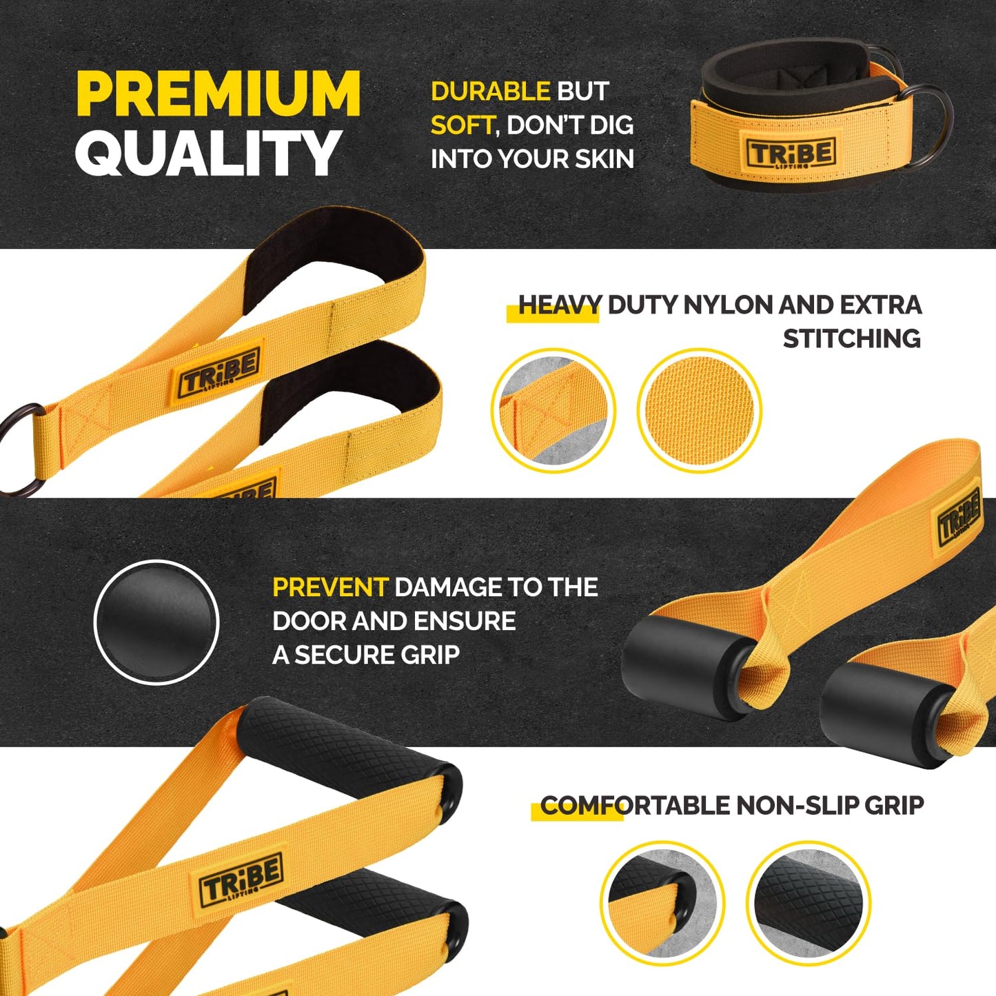 Tube Resistance Bands for Working Out Men and Women - 180lb Exercise Bands Set with Handles, Resistance Band Bar, Ankle Straps, Foot Straps, Door Anchor for Home Gym Strength (Yellow)