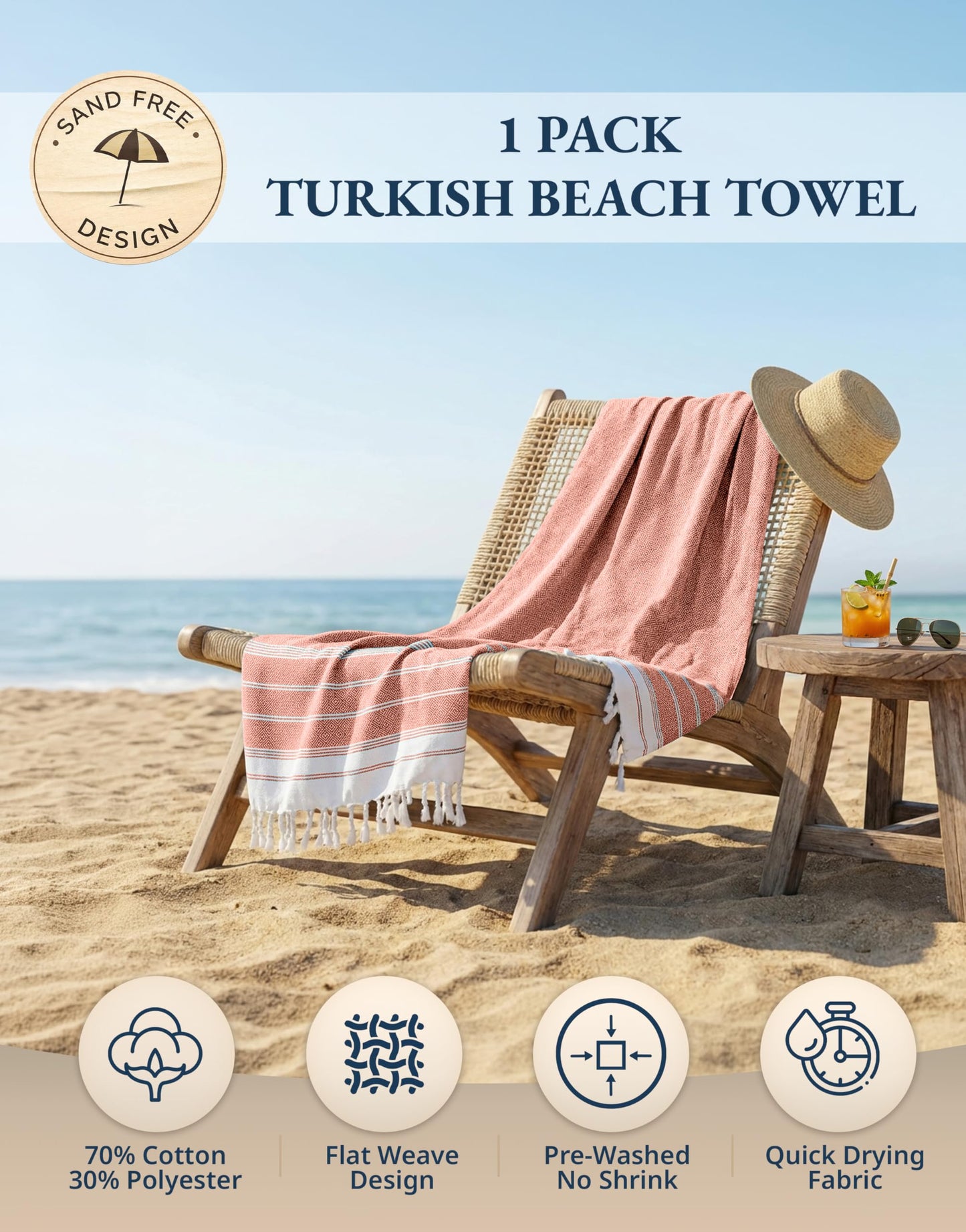 LANE LINEN Turkish Beach Towel, Oversized Beach Towel 39"x71", Lightweight Beach Essentials for Women, Large Pool Towel, Absorbent & Quick Dry, Sand Free Beach Towel - Bird of Paradise