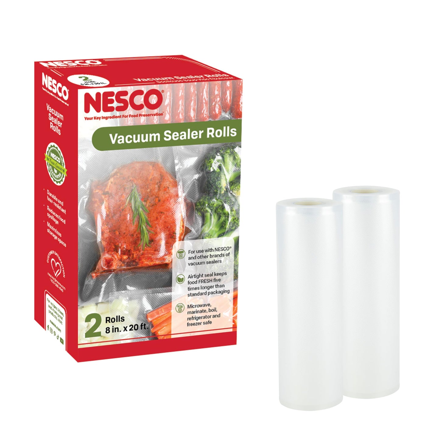 NESCO VS-03R Vacuum Sealer Bags for Home Food Storage, Liquid‑Friendly Bags Safe for Microwave and Sous‑Vide Cooking