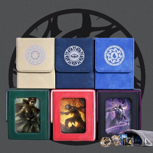 Infinity Guard Card Deck Box for MTG with Commander Display for 100+ Double Sleeved Cards, Magnetic Card Storage Box Fits for TCG Sports Trading Cards (Black&Purple)