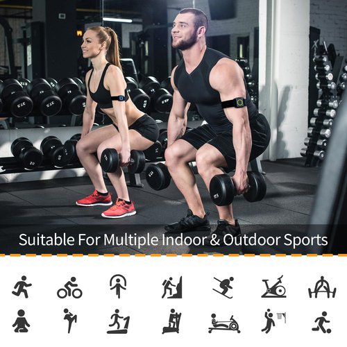 EZON C022Pro Heart Rate Monitor Armband with ANT+ & Bluetooth,LED HR Zone Indicator Lights,3ATM Waterproof, Adjustable Arm Strap for Running Cycling Gym,Compatible with Peloton/Wahoo/Strava