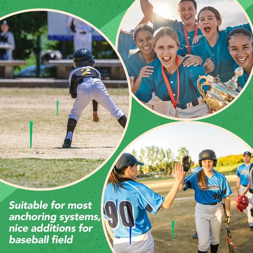Shappy 12 Pieces 12 Pieces Base Plug with Tassel Baseball Base Plugs Anchor Baseball Field Heavy Duty Anchor Plugs with Tassel for Baseball Field Drill Softball Accessories (Green)