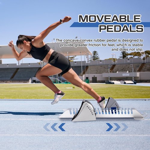 VioraWhite Starting Block 6 Angle Sprinter Pedals Adjustable Track and Field Accessories 25.2 Inch Running Blocks for Cinder Track Plastic Runway Athletes Runners (Blue)