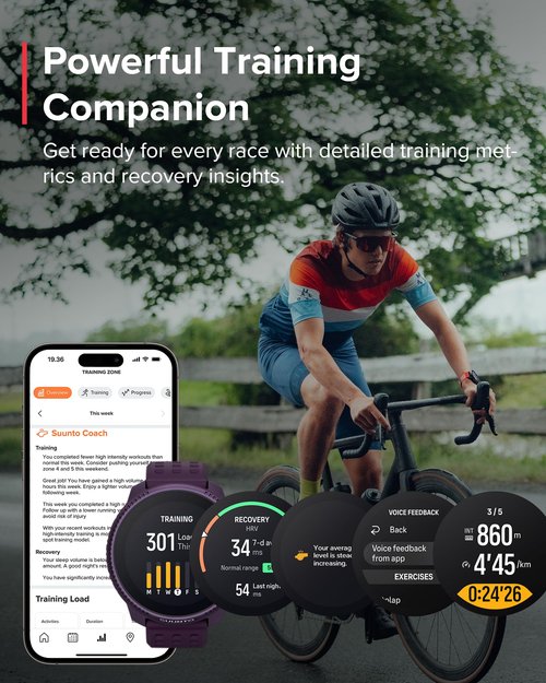 SUUNTO Race GPS Sports Watch, 1.43" AMOLED Touchscreen w/ Crown, 26 Days Battery Life, Training & Sleep Health Tracking, Dual-GNSS, 32GB Global Offline Maps, Lightweight for Running, Ti Amethyst