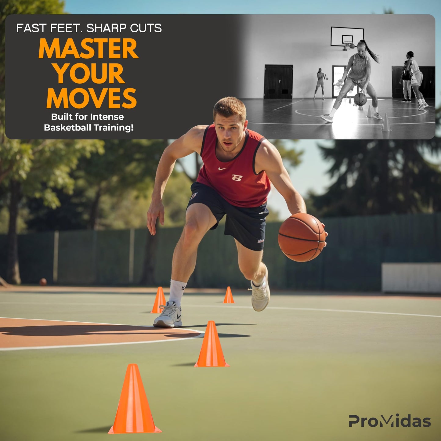 Soccer Cones for Training Kids With Mesh Bag - 7 Inch - Small Traffic Cones for Sports Training - Small Orange Cone - Flexible Conos for Soccer Practice, Basketball, Football Drills (12PCs - Orange)