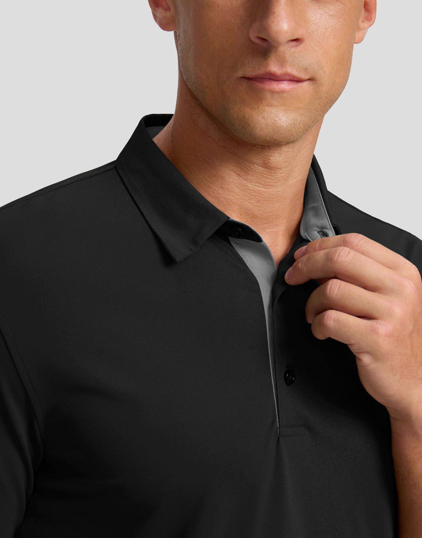 Men's Golf Polo Shirts Dry Fit Performance Short Sleeve Shirt, Black, S