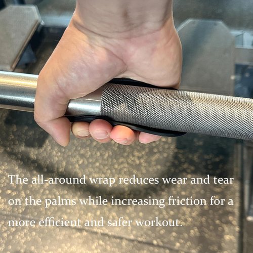 Non-Slip Workout Grip Pads, Fingerless Rubber Palm Protector/Gym Gloves Alternative, Barbell Pad Style Training Handle for Weightlifting, Pull-Ups, Bench Press (Black - 1 Pair)