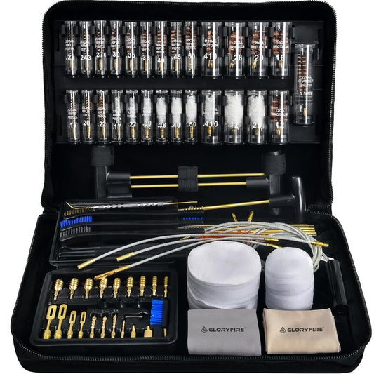 GLORYFIRE Universal Gun Cleaning Kit for Handgun Shotgun & Pistol,Elite Gun Cleaning Set with High-end Brass Brushes, Mops, Jags, Reinforced Rods and Gun Cleaning Snake&Ropes