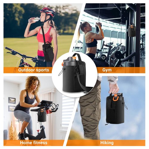 ZHXuKAiHua Magnetic Gym Bag for Men and Women, Magnetic Water Bottle Holder for Gym,Pouch Sleeve with Phone Pocket Buckle,for Fitness, Workout, Running, Travel, Sports (Black)