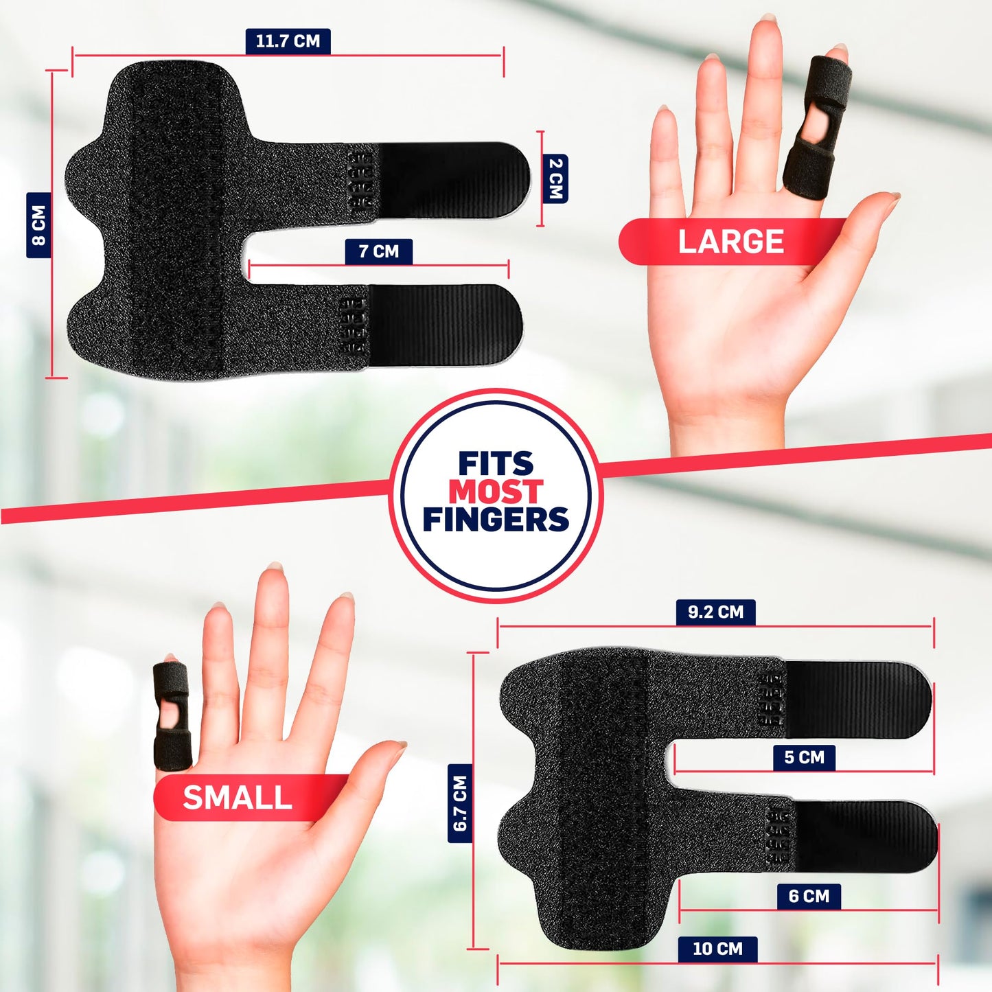 Finger Splint Brace (2 Pack) for Trigger Finger, Finger Arthritis & Finger Pain Relief – Adjustable Compression Finger Support for Sprains, Stiff Joints, Tendonitis & Injury Recovery, Fits Index, Middle, Ring, Pinky Fingers (Black, Regular)