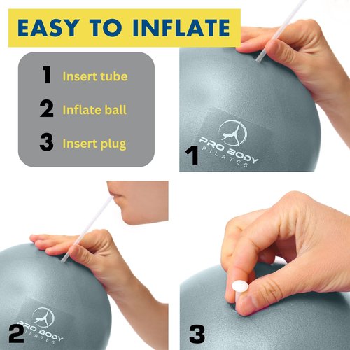 ProBody Pilates Ball 9 Inch - Small Exercise Ball for Between Knees or Barre, Core, Ab Workouts, Yoga, & Physical Therapy, Stability Ball (Sky)