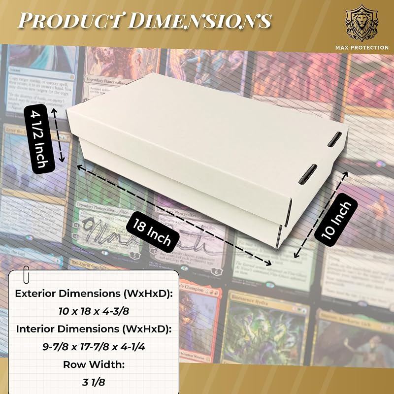 Max Protection 3-Row Shoe Box Card Storage - 3000 Card Capacity, 5-Pack