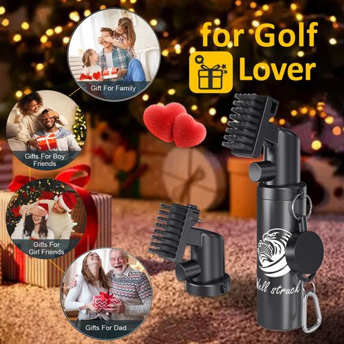 Pro Golf Club Cleaner - 4oz Water Bottle with Groove Cleaner and Retainer Clip, Durable Nylon Bristles for Easy Cleaning, Ergonomic Button Design, Golf Gifts for Men & Essential Accessories