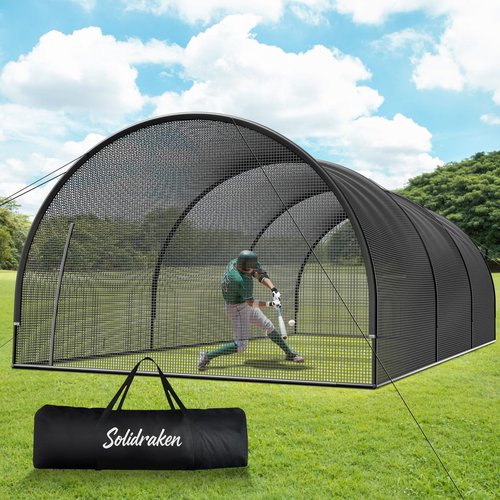 30FT Portable Baseball & Softball Batting Cage for Backyard – Enclosed Batting Net with Pitching Machine Hole, Sturdy Frame & Carry Bag, Ideal for Home Hitting & Pitching Practice, 30 x 13 x 9 ft