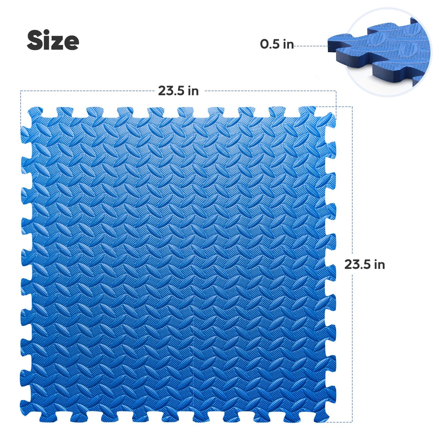 32 Pack Home Gym Mat, Puzzle Exercise Mat,EVA Interlocking Foam Floor Tiles for Home Workout Equipment and Kids' Play Areas - Blue, 24 in x 24 in x ½ in - 32 Tiles (Blue, 32 Pack 128 sq ft)