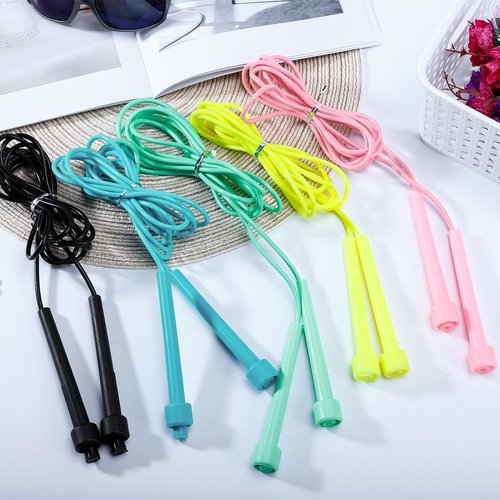 Vyndicca 10 Pack Jump Ropes for Kids, PVC Skipping Rope with Plastic Handles, Adjustable Jumping Ropes, Lightweight Speed Rope for Women Men Outdoor Fitness Exercise Training Racing, 5 Colors
