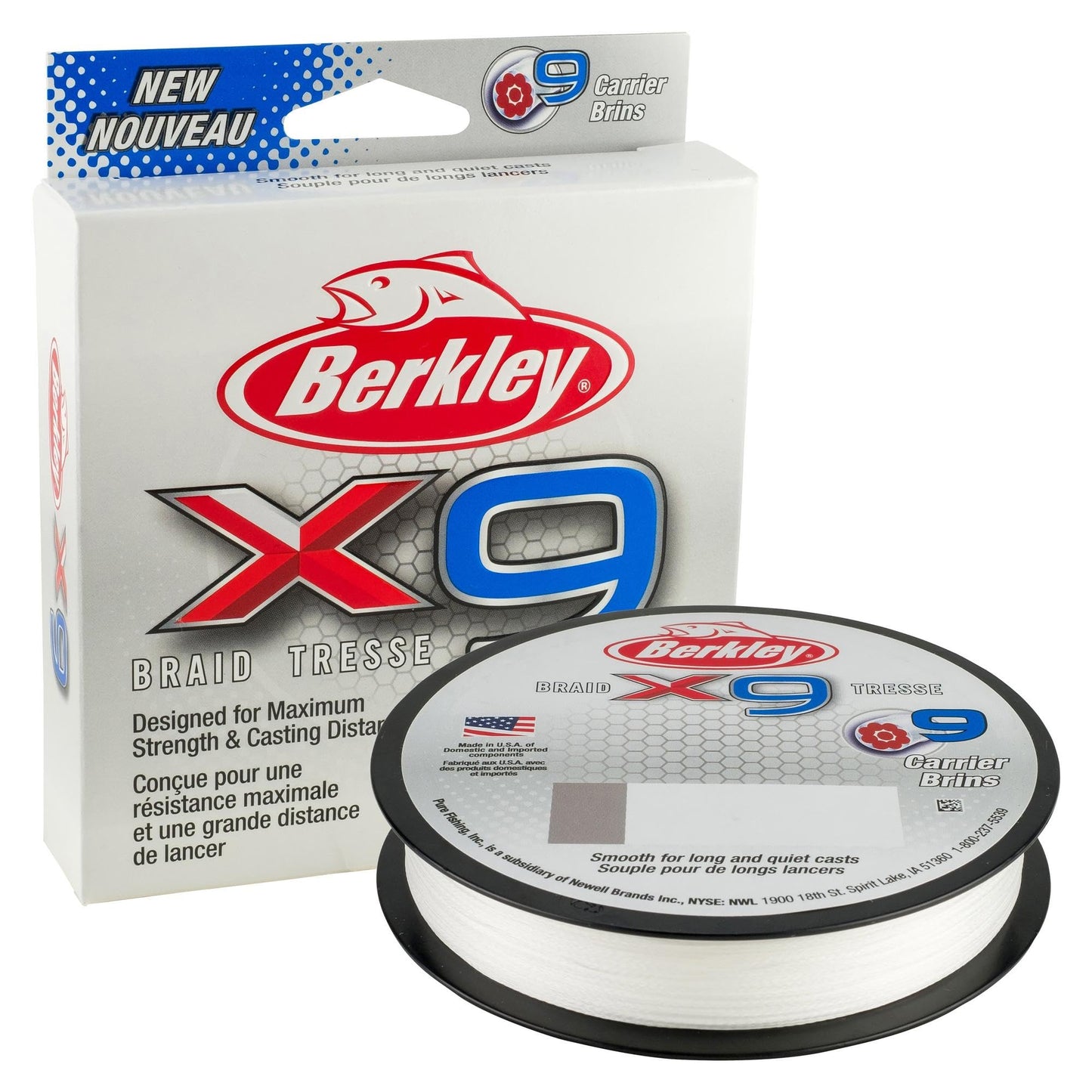 Berkley x9 Braid Superline, Low-Vis Green, 15lb test | 31 lbC | 14.2kg, 164yd | 150m Fishing Line, Suitable for Freshwater and Saltwater Environments