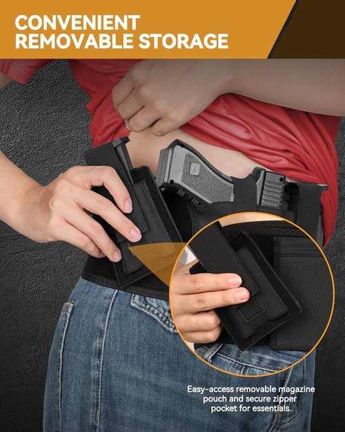 Belly Band Holster for Men Women, CANKROO Gun Holster for Concealed Carry Waistband Conceal Carrier Belt Airsoft Holster Fits G19, 17, 42, 43 for Most Pistols