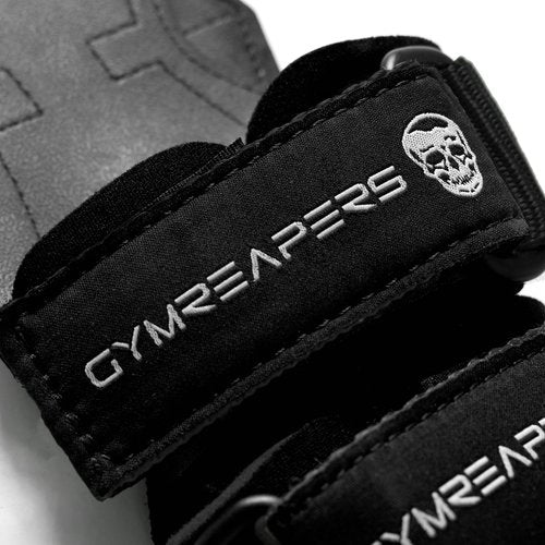 Gymreapers Weight Lifting Grips (Pair) for Heavy Powerlifting, Deadlifts, Rows, Pull Ups, with Neoprene Padded Wrist Wraps Support and Strong Rubber Gloves or Straps for Bodybuilding (Black, Medium)