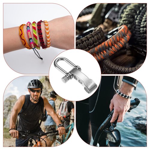 TIXIPEM Paracord Bracelet Shackle Buckle [10PCS] - Adjustable Metal U Bow Shackle Use for Survival Bracelets Belt & Outdoor Rope - [Silver-Round Head] Screw Pin Anchor Buckles
