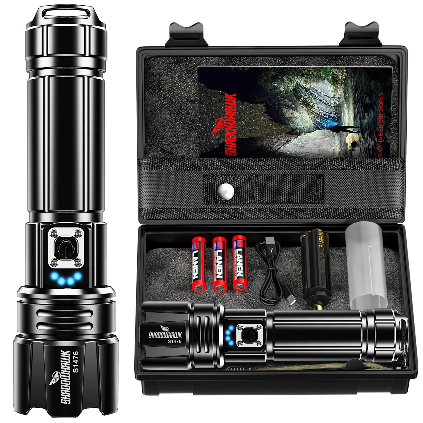 Flashlight 10000 High Lumens Rechargeable - 30W Super Bright LED Flash Light | 5000ft Beam & 12H Long Lasting USB C High Powered Handheld Police Flashlight for Home, Camping, Hiking, Emergency
