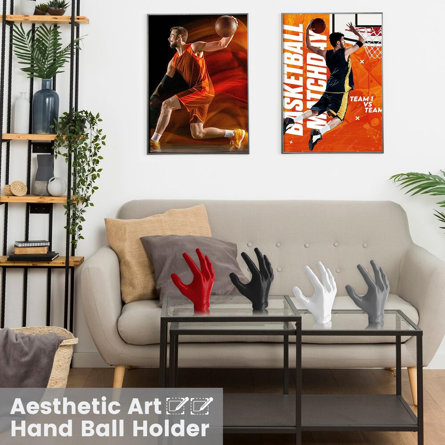 Basketball Holder – Handmade Ball on Wall Sculptures Mount Display Stand for Basketballs, Footballs & Sports Memorabilia – Perfect Man Cave Decor & Game Room Organizer (Pink)