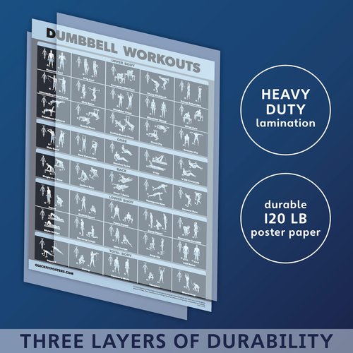 Palace Learning Dumbbell Workout Exercise Poster [Dark] (LAMINATED, 18" x 24")