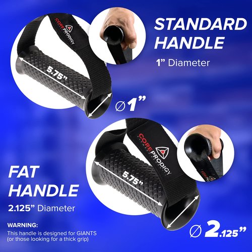Core Prodigy Heavy Duty Exercise Handles - Grip Attachments for Cable Machine Pulleys, Gym Equipment, Resistance Bands, and Weight Lifting (Standard)