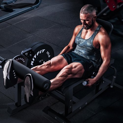 RITFIT Leg Extension and Curl Machine, 700LB Adjustable Leg Curl Machine, Seated Leg Extension and Lying Curl Machine for Home Gym, Leg Workout Equipment Compatible with 1'' and 2'' Weight Plates