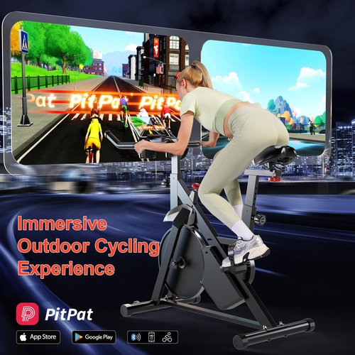 Exercise Bike, 32-Level Magnetic Resistance Stationary Bikes for Home, Low Noise Indoor Cycling Bike with 300lbs Weight Capacity, Workout Bike with Pad Mount, LCD Monitor and Cup Holder for Home Gym