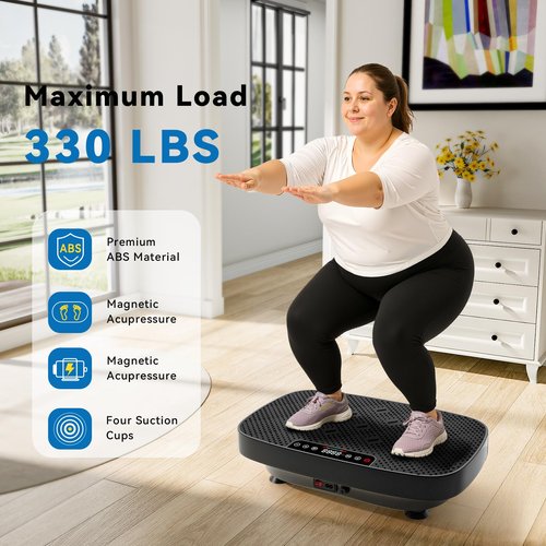 CITXMOTI Vibration Plate Exercise Machine, Ultra-Quiet Vibration Plate for Lymphatic Drainage & Body Toning, Whole Body Vibration Platform with Auto Mode, Resistance Band, Home Gyms Equipment (Black)