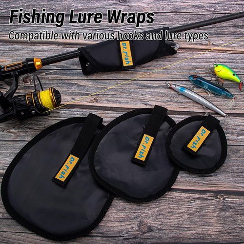 Dr.Fish 3 Pack Fishing Lure Wraps, Oval Nylon Bait Storage Protectors with Magic Patch, Secure Covers for Fishing Hooks, Lures, Rods, Tackle Organizer XL