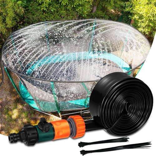 Water Trampoline Sprinkler-Outdoor Water Play Sprinklers, Sprinklers for Yard, 5 Minutes Quick Setup Included Accessories Tool, Trampoline Sprinkler with Hose, Trampoline Accessories, 39ft