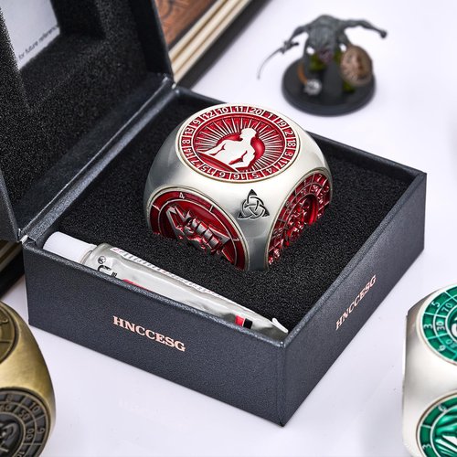 DND Spinner Dice,HNCCESG 7 in 1 Unique Metal Dice Set with Stat Engraving for Dungeons and Dragons Gifts, Polyhedral Role Playing Game Dice(Matte Red)