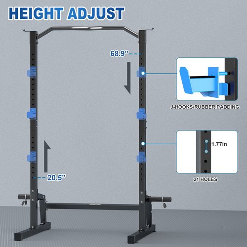 BEKING Power Rack Squat Rack Cage with Pull Up Bar,Adjustable Power Cage Exercise Squat Stand with Barbell Rack Weight Plate Storage,Strength Training Workout Station for Home Gym Fitness