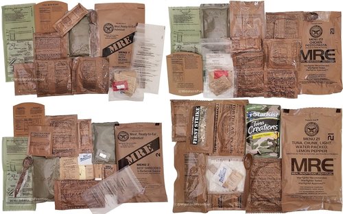 MRE U.S. Meals Ready to Eat (Variety Pack of 24) – (A or B Case Selected at Random) Nutritional Emergency Food Rations - Freeze Dried Food w/ Flameless Heater, Entree, Dessert, & More - MRE Kit for Emergency Survival, Hunting, & More