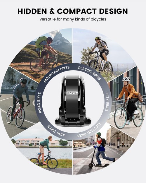 RAVEMEN Q2 Bike Bell Compatible with AirTag, Loud Hidden Bicycle Bell for Adults and Kids, Fit 0.87''/22.2, 1''/25.4, 1.25''/31.8mm Handlebars