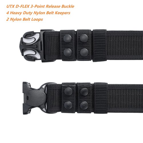 TACNEX Duty Belt w/Hook Lining 4 Keepers Police Law Enforcement Correctional Officer Security Black Nylon Outer Inner Belt L