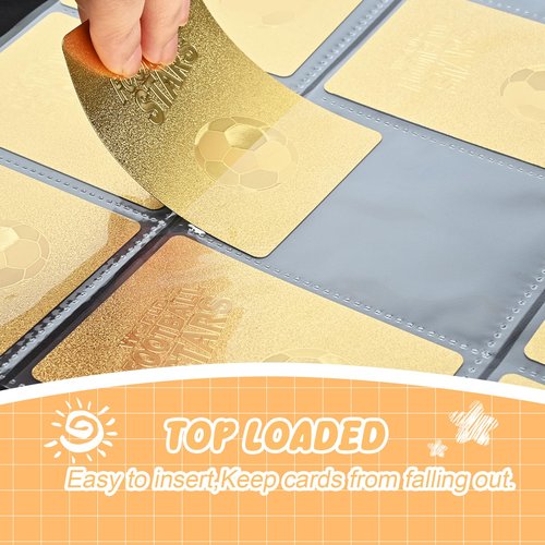 9 Pockets Trading Card Binder with 900 Double-Sided Pockets, PU Zipper Top Loader Binder with 50 Removable Sleeves for Basketball Baseball Football Playing TCG Card