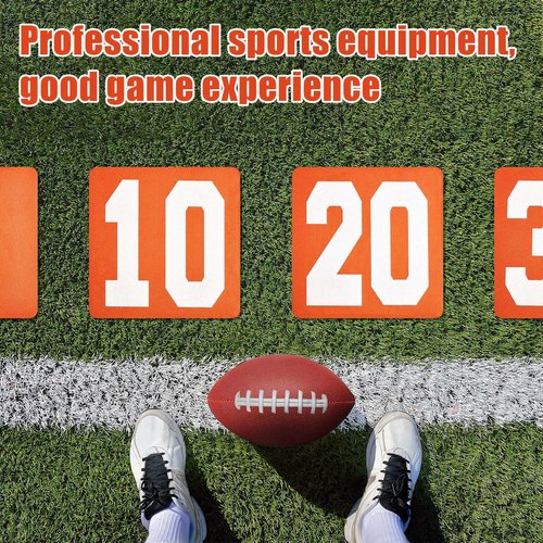 Jecery Set of 11 Football Yard Markers High Visibility Football Field Yard Line Markers Yardage Field Line Marking 12 Inch with Carrying Bag for Sporting Training(Orange White)