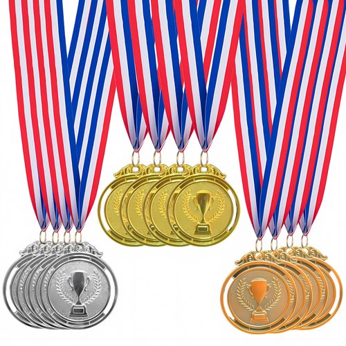 Zyshabao 12 Pack Gold Silver Bronze Trophy Medals for Awards,Olympic Style Medal Bulk for Kids and Adults- Prizes for Competitions Ceremonies Events and Celebrations,2 Inches