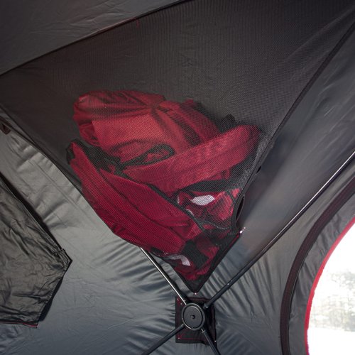 Eskimo FF949 FatFish Pop-up Portable Hub-Style Ice Shelter, Wide Bottom Design 61 sq ft. Fishable Area, 3-4 Person Non-Insulated , Red , 99" x 99"