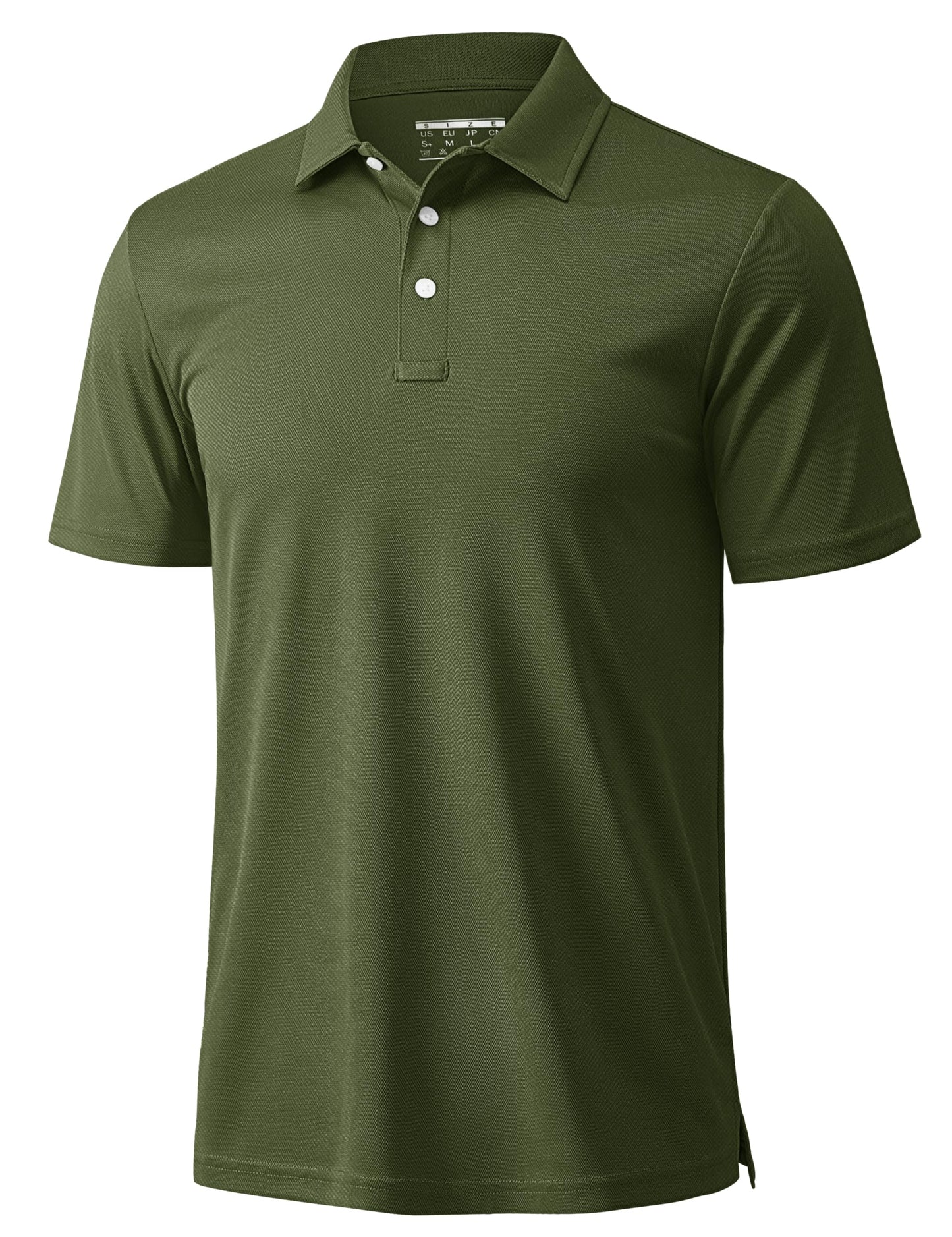 MAGCOMSEN Polo Shirts for Men Dry Fit Lightweight Active Golf Polos Short Sleeve Moisture Wicking Collared Shirt Army Green