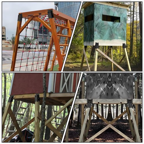 Toriexon Deer Blind Brackets, Outdoor 4 x 4 Platform Bracket, 14 Gauge Steel Elevator Brackets for Deer Stand, Hunting Blinds, Shooting Shack (4 Pack)