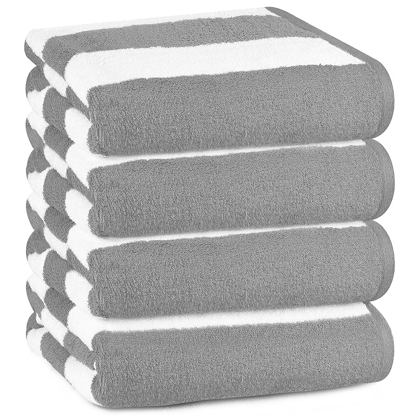 Bliss Casa Beach Towels — 4 Pack, 30 x 60 in — Premium Cotton-Rich Blend, Soft, Absorbent & Quick-Dry Pool Towels, Oversized Cabana Stripes Pool Towel