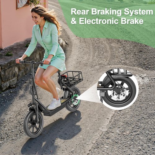 NAVIC T1XR Electric Scooter Adults,27Mile Range,Top Speed 22Mph,750W Peak Motor,14'' Pneumatic Tires,Electric Scooter for Adults,Foldable e Scooter with Back Basket