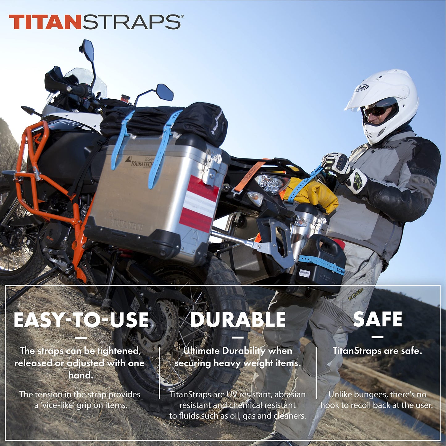 Titan Industrial Straps – Strong & Simple Tie-Downs for Construction (Welders, DIY Home) & 1st Responders – 3 Year Warranty, Batch Tested – 70 lb. Working Load, 25" Length, Black, 4-Pack