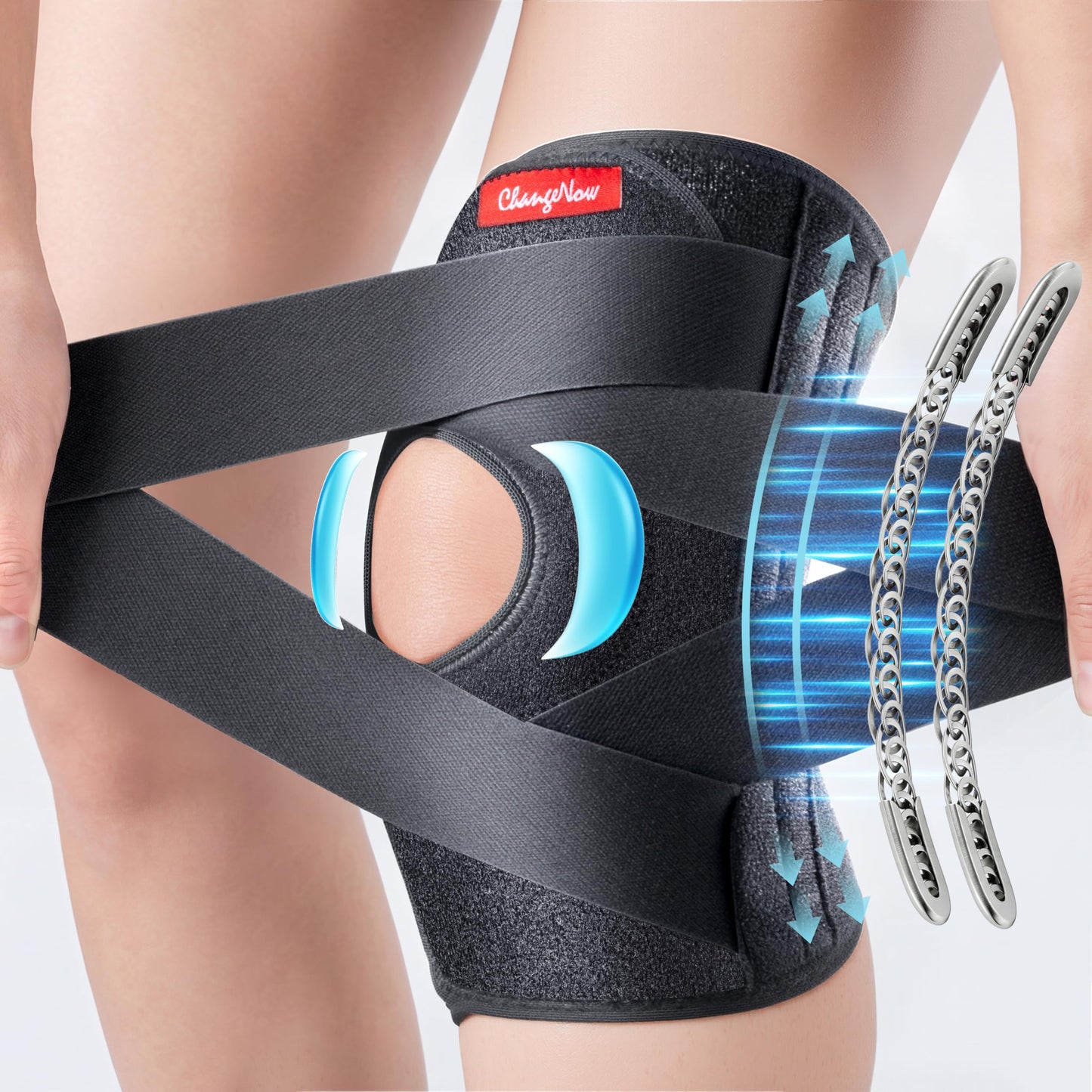 Medical-Grade Knee Brace for Women & Men,[Adjustable V-Straps & Anti-Slip] Knee Support with Side Stabilizers for Knee Pain,Meniscus Tear,ACL,MCL,Arthritis, Patella Stability for Injuries Recovery - M