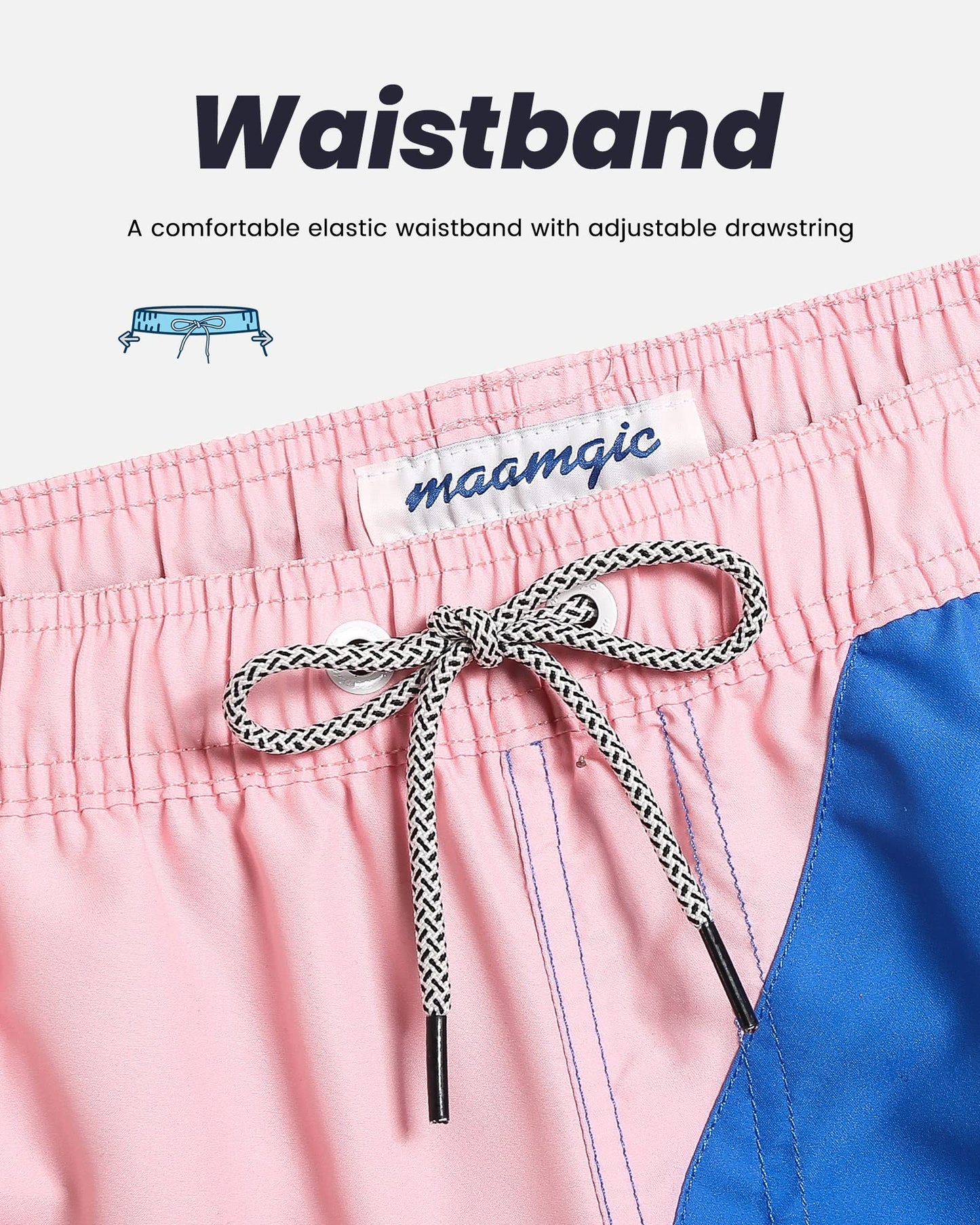 maamgic Mens Swim Trunks Quick Dry Swim Shorts with Mesh Lining Funny Swimwear Bathing Suits 7inch Color Blocking X-Small