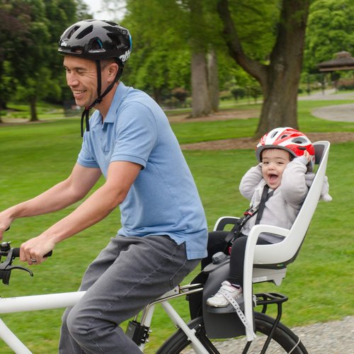 Hamax Caress Rear Child Bike Seat - Frame Mount, Ultra-Shock Absorbing, Adjustable to Fit Kids (Baby-Toddler) 9 mo-48.5lb. (Grey/Red)